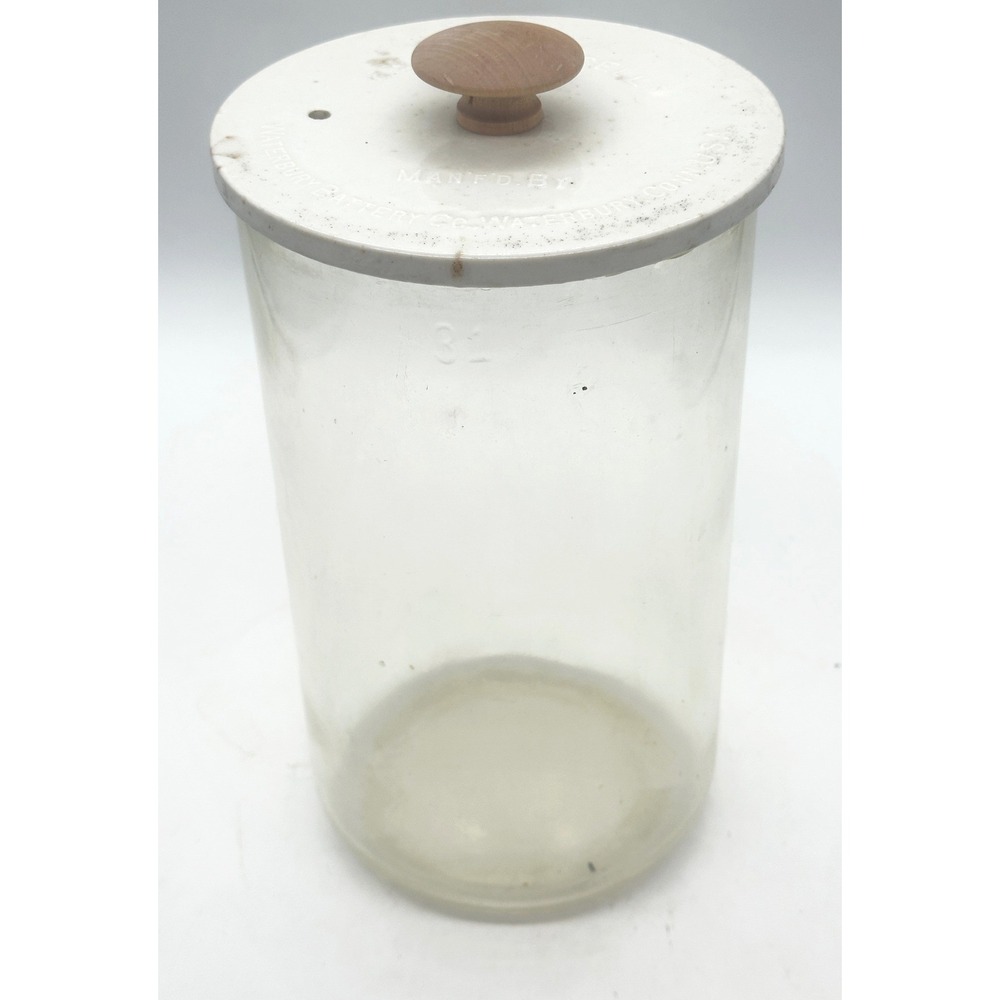 Antique Waterbury Battery Jar & Porcelain Lid RSA Railroad Signal Wet Cell